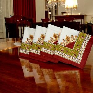 Zina Vasi Set 4 - 20x20 Cotton Napkins Linens  Cottagecore paisley colorful